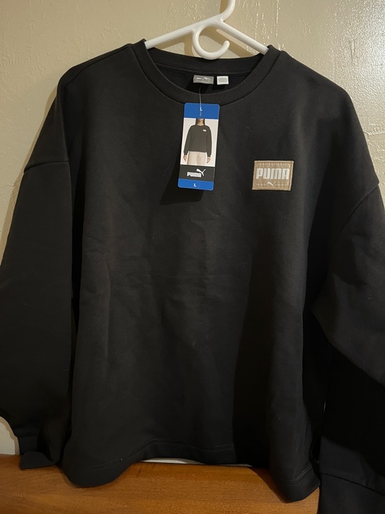 Puma Sweaters - Puma Black Crew Sweatshirt with Tan Patch